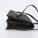 FENDI Zucca Canvas Hand Bag Brown Black Auth 214038V-4