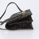 FENDI Zucca Canvas Hand Bag Brown Black Auth 214038V-5