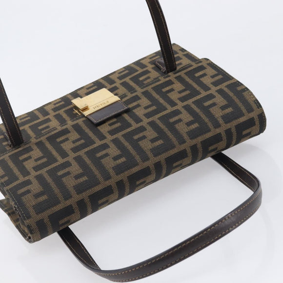 FENDI Zucca Canvas Hand Bag Brown Black Auth 214038V