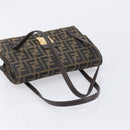 FENDI Zucca Canvas Hand Bag Brown Black Auth 214038V-7