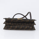 FENDI Zucca Canvas Hand Bag Brown Black Auth 214038V-9