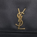 Saint Laurent Kate Chain Shoulder Bag Leather Black Gold Auth 214040M-14