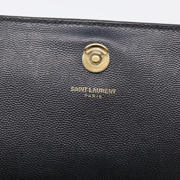 Saint Laurent Kate Chain Shoulder Bag Leather Black Gold Auth 214040M
