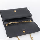 Saint Laurent Kate Chain Shoulder Bag Leather Black Gold Auth 214040M-18