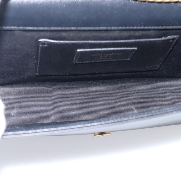 Saint Laurent Kate Chain Shoulder Bag Leather Black Gold Auth 214040M
