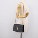 Saint Laurent Kate Chain Shoulder Bag Leather Black Gold Auth 214040M-25