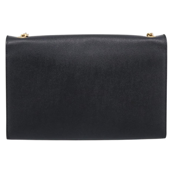 Saint Laurent Kate Chain Shoulder Bag Leather Black Gold Auth 214040M