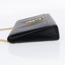 Saint Laurent Kate Chain Shoulder Bag Leather Black Gold Auth 214040M-4