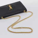 Saint Laurent Kate Chain Shoulder Bag Leather Black Gold Auth 214040M-7