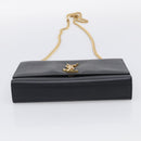 Saint Laurent Kate Chain Shoulder Bag Leather Black Gold Auth 214040M-9