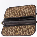 Christian Dior Trotter Canvas Shoulder Bag Beige Gold Auth 214042-17
