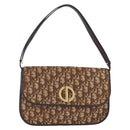 Christian Dior Trotter Canvas Shoulder Bag Beige Gold Auth 214042-2