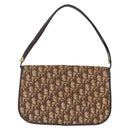 Christian Dior Trotter Canvas Shoulder Bag Beige Gold Auth 214042-3