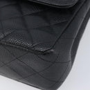 CHANEL Matelasse 25 Chain Bag Caviar Skin Black Silver CC Auth 214045SAM-10