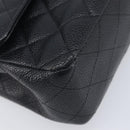 CHANEL Matelasse 25 Chain Bag Caviar Skin Black Silver CC Auth 214045SAM-11