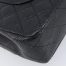 CHANEL Matelasse 25 Chain Bag Caviar Skin Black Silver CC Auth 214045SAM-13