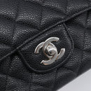 CHANEL Matelasse 25 Chain Bag Caviar Skin Black Silver CC Auth 214045SAM-14