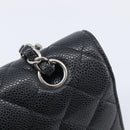 CHANEL Matelasse 25 Chain Bag Caviar Skin Black Silver CC Auth 214045SAM-15
