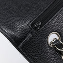 CHANEL Matelasse 25 Chain Bag Caviar Skin Black Silver CC Auth 214045SAM-18