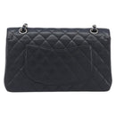 CHANEL Matelasse 25 Chain Bag Caviar Skin Black Silver CC Auth 214045SAM-3