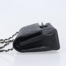 CHANEL Matelasse 25 Chain Bag Caviar Skin Black Silver CC Auth 214045SAM-5
