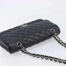 CHANEL Matelasse 25 Chain Bag Caviar Skin Black Silver CC Auth 214045SAM-6