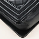 CHANEL Boy Chanel Chain Shoulder Bag Lamb Skin Black Silver CC Auth 214047SAM-13