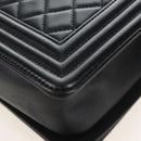 CHANEL Boy Chanel Chain Shoulder Bag Lamb Skin Black Silver CC Auth 214047SAM-14