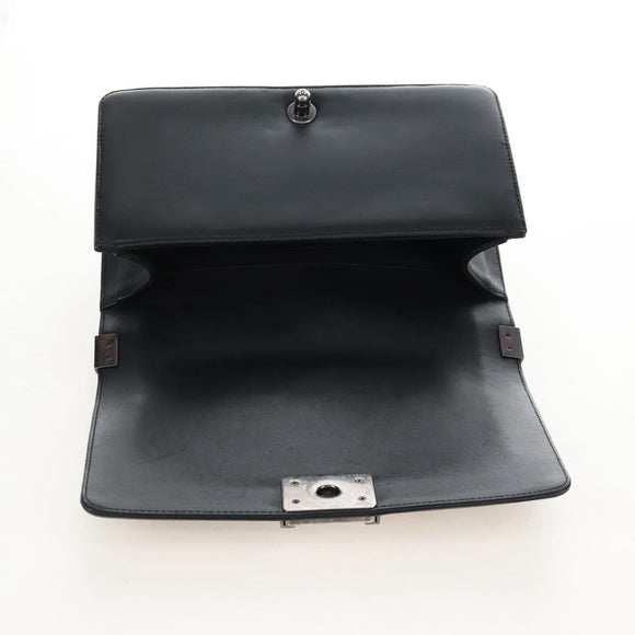 CHANEL Boy Chanel Chain Shoulder Bag Lamb Skin Black Silver CC Auth 214047SAM