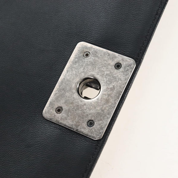 CHANEL Boy Chanel Chain Shoulder Bag Lamb Skin Black Silver CC Auth 214047SAM