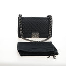 CHANEL Boy Chanel Chain Shoulder Bag Lamb Skin Black Silver CC Auth 214047SAM-26