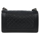 CHANEL Boy Chanel Chain Shoulder Bag Lamb Skin Black Silver CC Auth 214047SAM-3