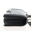 CHANEL Boy Chanel Chain Shoulder Bag Lamb Skin Black Silver CC Auth 214047SAM-5