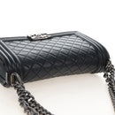 CHANEL Boy Chanel Chain Shoulder Bag Lamb Skin Black Silver CC Auth 214047SAM-6