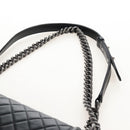 CHANEL Boy Chanel Chain Shoulder Bag Lamb Skin Black Silver CC Auth 214047SAM-9