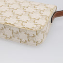 CELINE Triomphe Claude Shoulder Bag Leather White Gold Auth 214052M-12