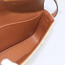 CELINE Triomphe Claude Shoulder Bag Leather White Gold Auth 214052M-19