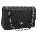 CHANEL Big Matelasse30 Chain Bag Caviar Skin Black Gold CC Auth 214053SAM-1