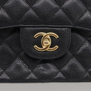 CHANEL Big Matelasse30 Chain Bag Caviar Skin Black Gold CC Auth 214053SAM-14