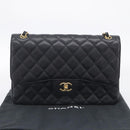 CHANEL Big Matelasse30 Chain Bag Caviar Skin Black Gold CC Auth 214053SAM-34