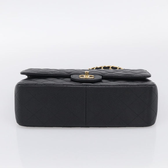 CHANEL Big Matelasse30 Chain Bag Caviar Skin Black Gold CC Auth 214053SAM