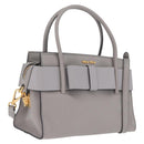 Miu Miu Madras Hand Bag Leather 2way Gray Gold Auth 214055V-1