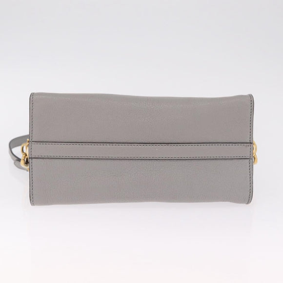 Miu Miu Madras Hand Bag Leather 2way Gray Gold Auth 214055V