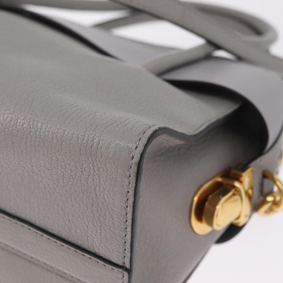 Miu Miu Madras Hand Bag Leather 2way Gray Gold Auth 214055V