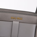 Miu Miu Madras Hand Bag Leather 2way Gray Gold Auth 214055V-19