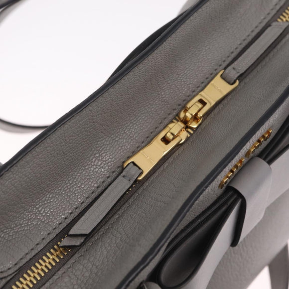 Miu Miu Madras Hand Bag Leather 2way Gray Gold Auth 214055V