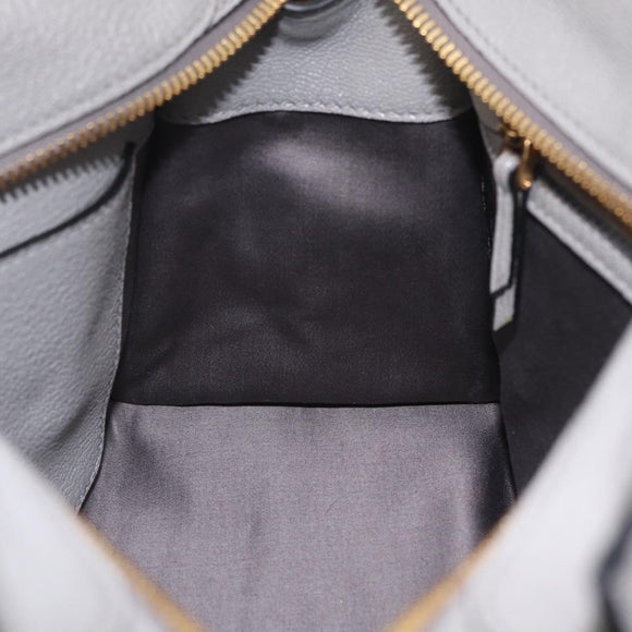 Miu Miu Madras Hand Bag Leather 2way Gray Gold Auth 214055V