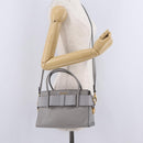 Miu Miu Madras Hand Bag Leather 2way Gray Gold Auth 214055V-28
