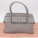 Miu Miu Madras Hand Bag Leather 2way Gray Gold Auth 214055V-29