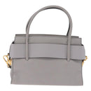 Miu Miu Madras Hand Bag Leather 2way Gray Gold Auth 214055V-3